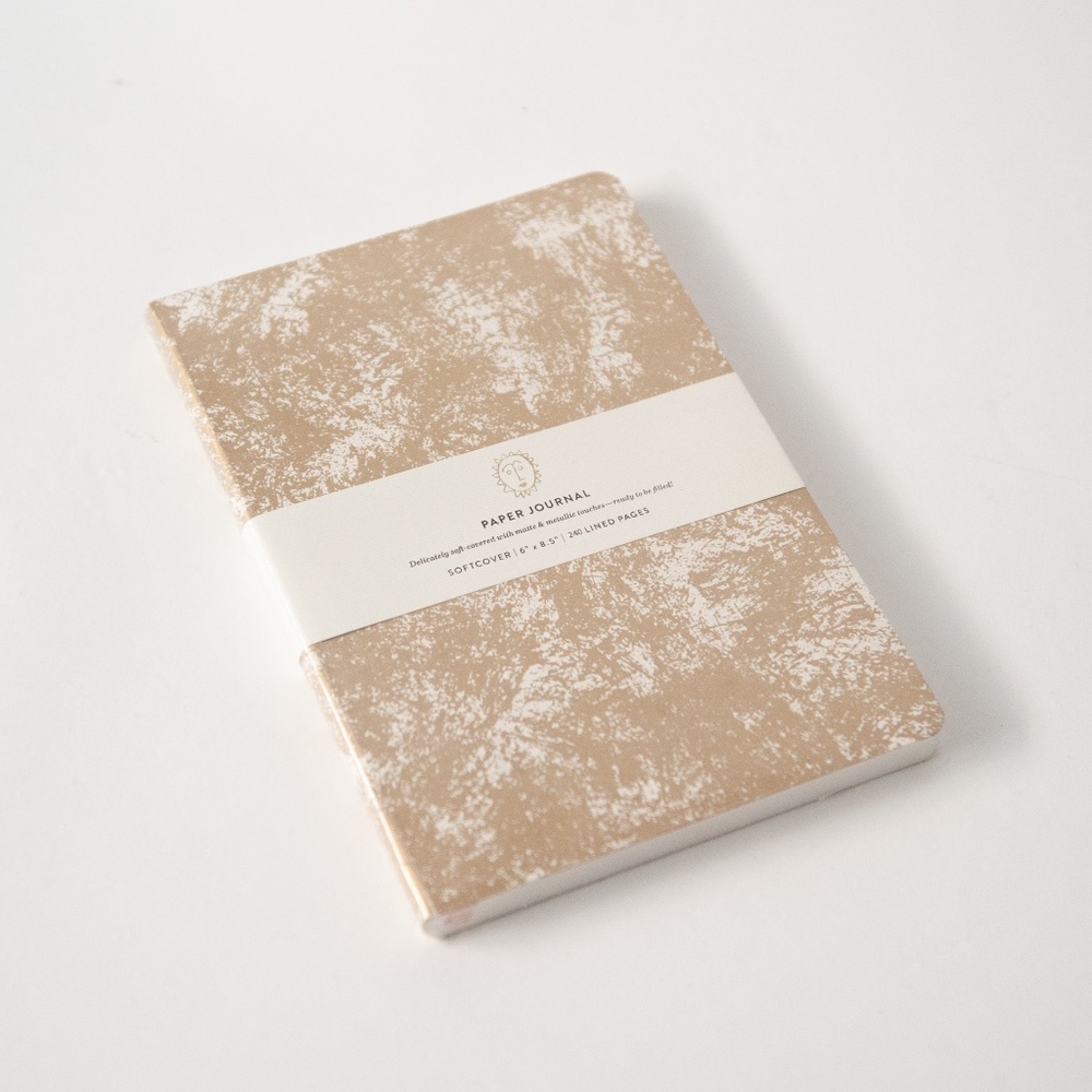Print Fresh Softcover Lined Journal in Gold & White